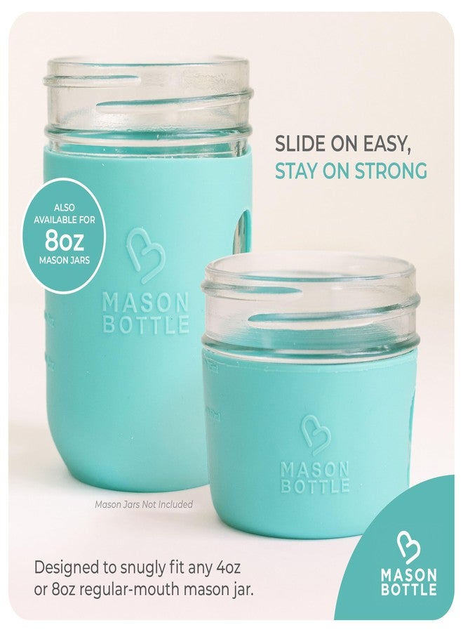 Mason Bottle 4oz Mason Jar Silicone Sleeve (2-Pack) - Regular Mouth Sleeve - Non-Toxic, Dishwasher Safe Small Mason Jar Sleeve for Grip & Protection - Made in USA (Jar NOT Included) - Image 5